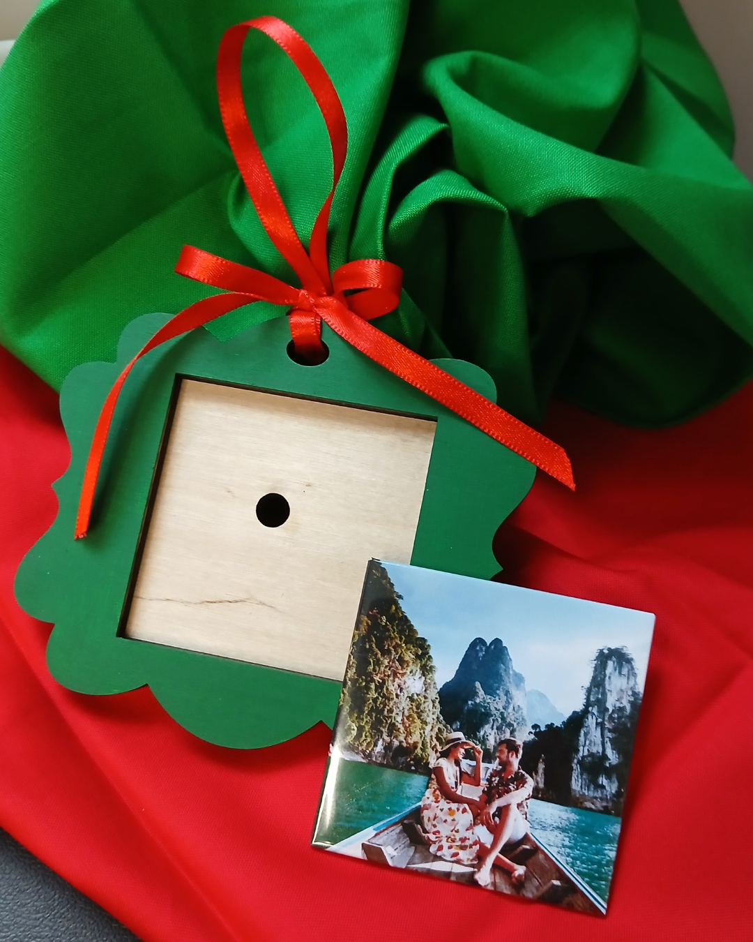 2.5" x 2.5" square magnet Wooden Ornament Holder