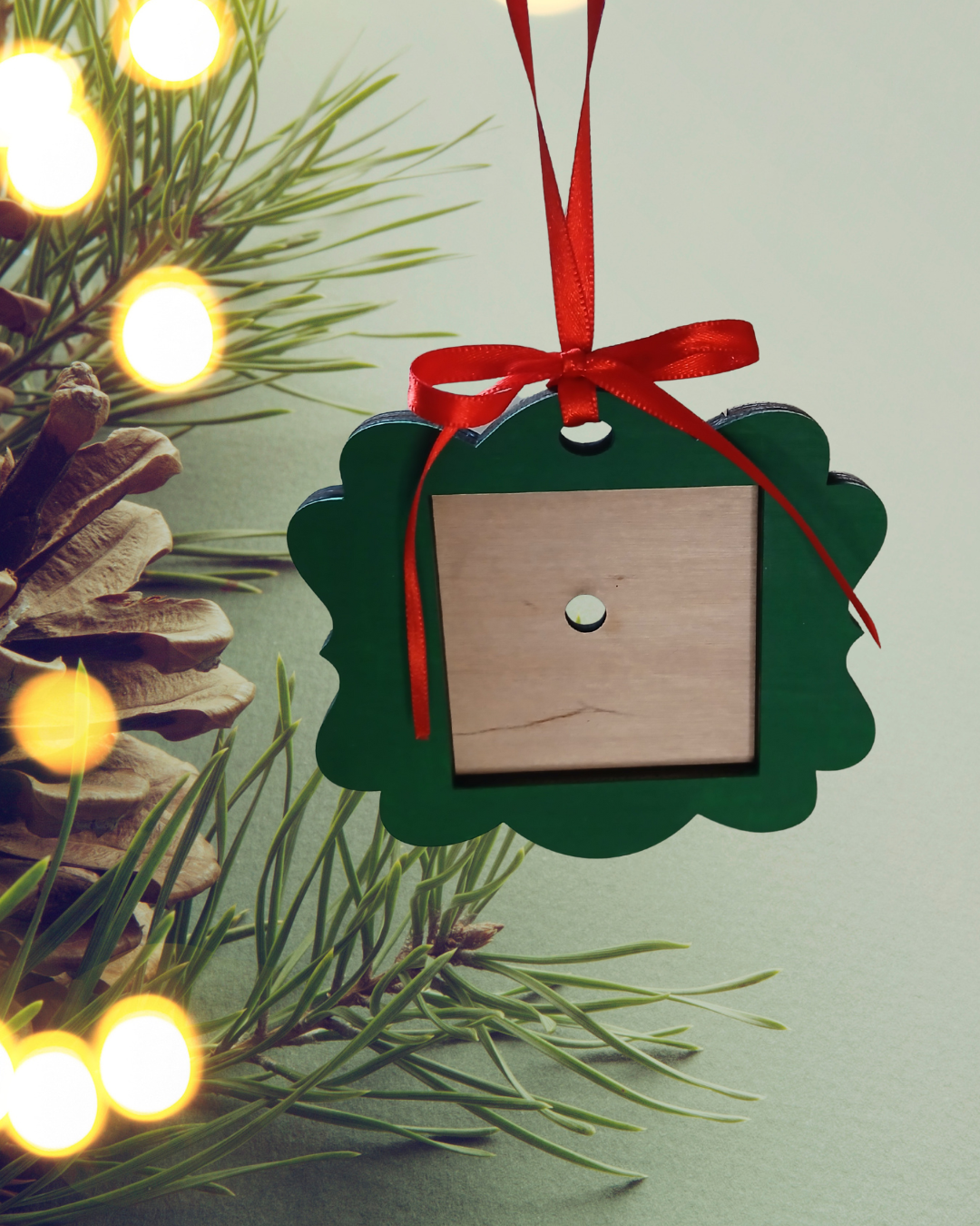 2.5" x 2.5" square magnet Wooden Ornament Holder