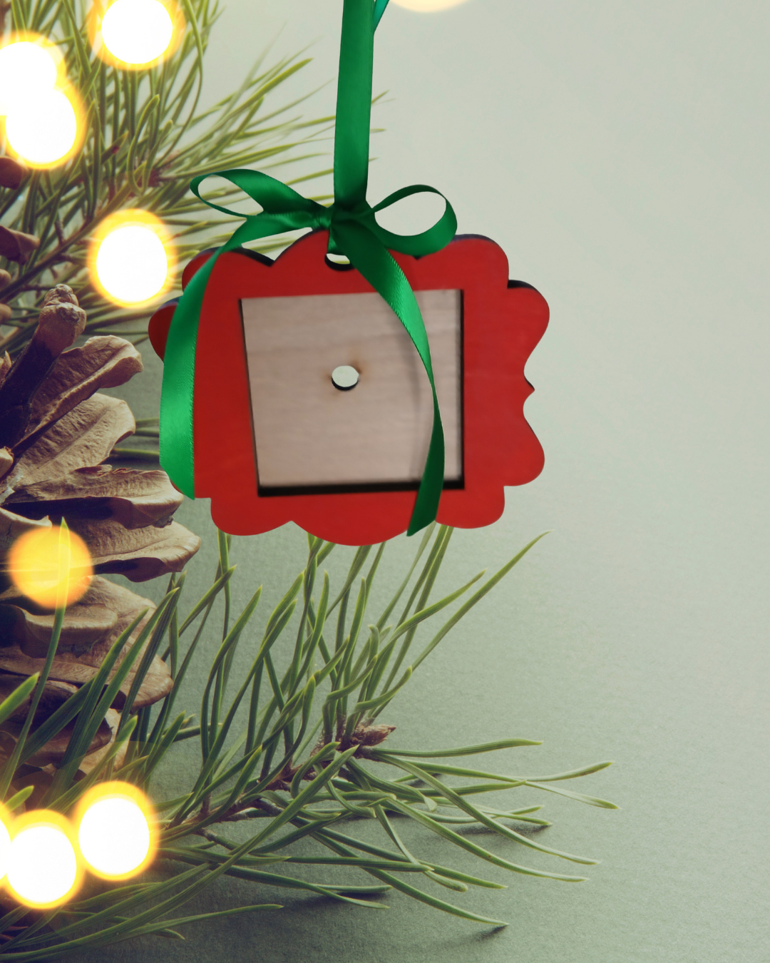2.5" x 2.5" square magnet Wooden Ornament Holder